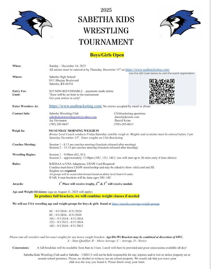 Sabetha - One week out from our home tournament. We have almost reached ...