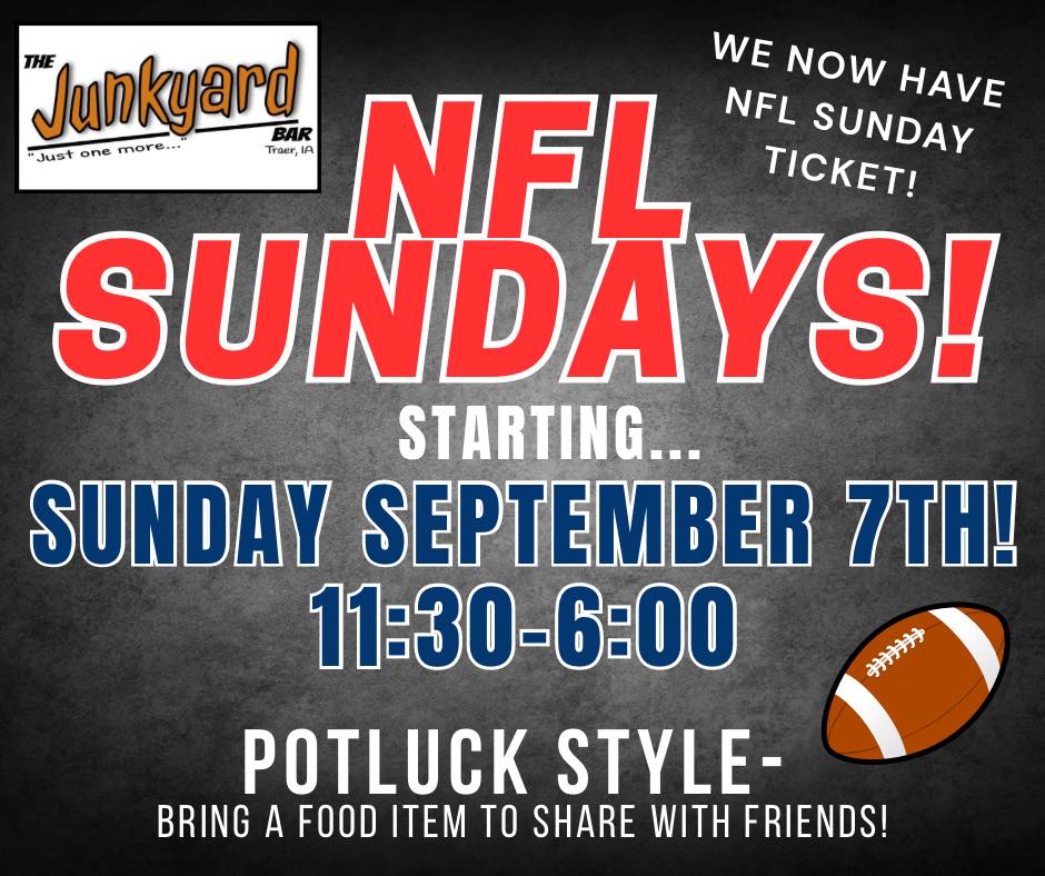 The Junkyard - TODAY is our first NFL Sunday of the year! 🏈 Bar is open ...