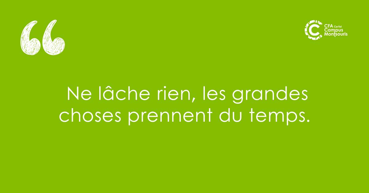 CFA - 🔥 « Ne lâche rien, les grandes choses prennent du temps. » Rien ...