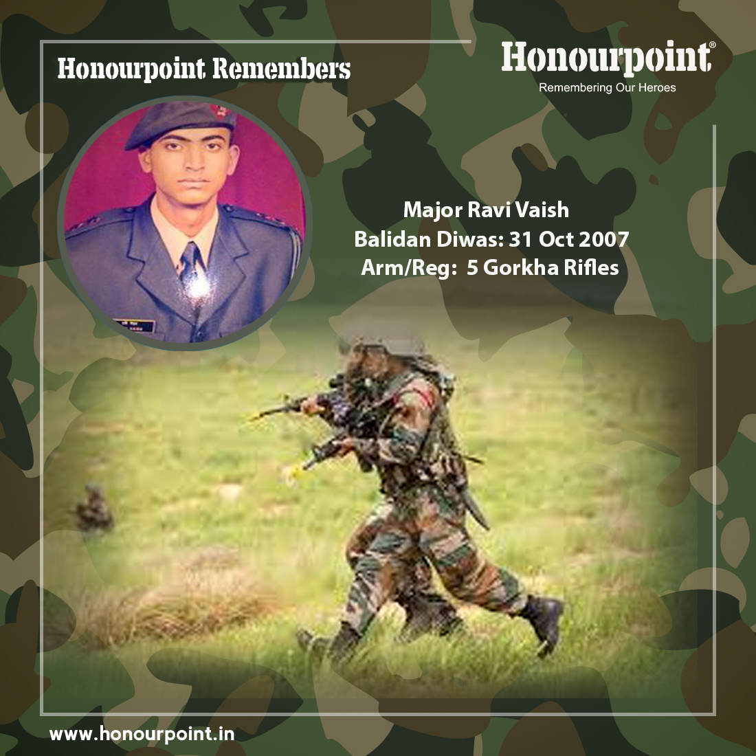 Honourpoint - #Honourpoint remembers Maj Ravi Vaish on the 18th ...