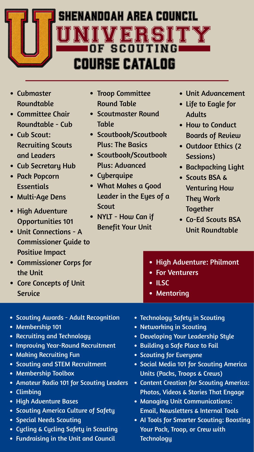 Shenandoah - 🎓⚜️ University of Scouting – Course Catalog Now Available ...