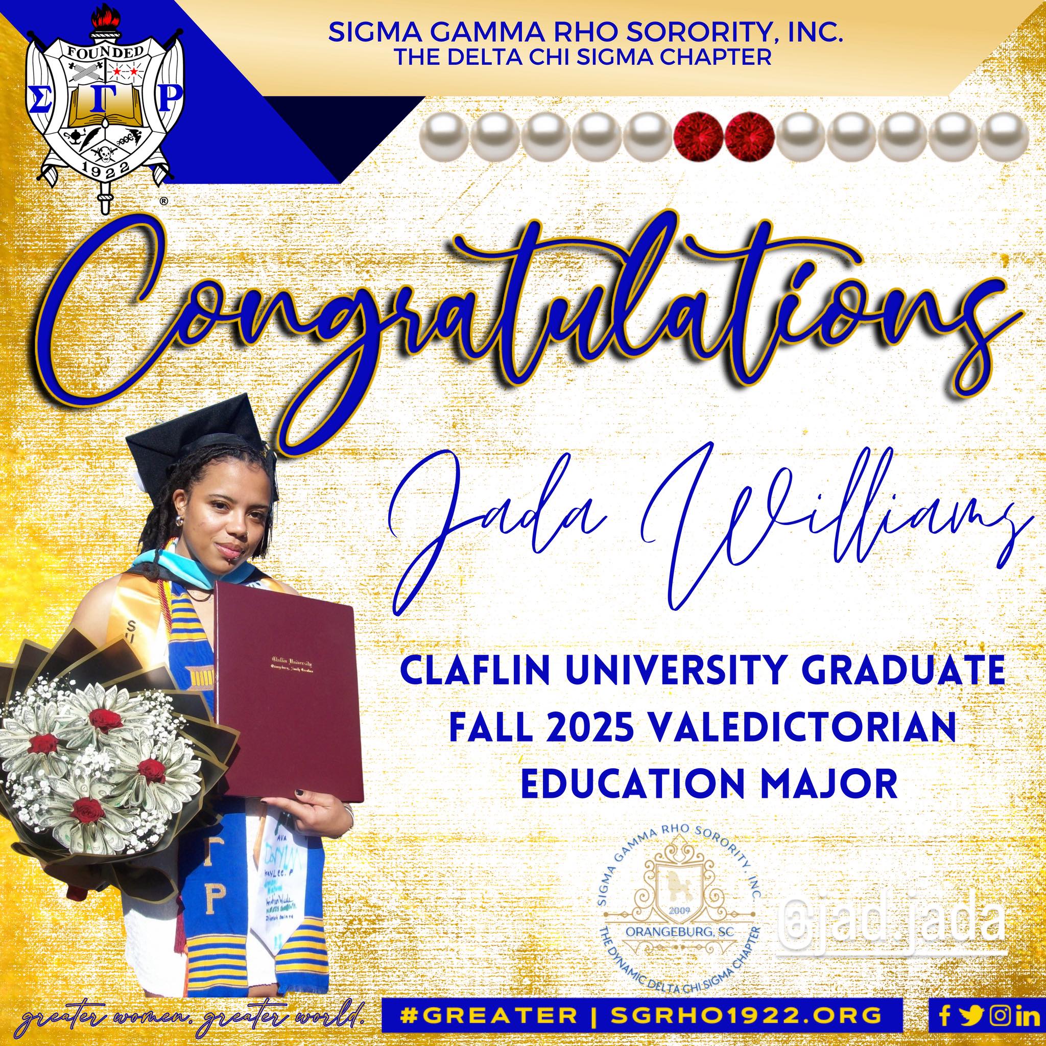 Congratulations to Soror Jada Williams, a Spring 2024 initiate of the ...
