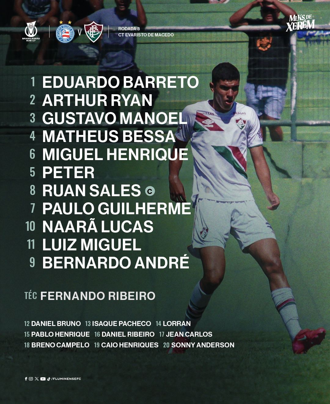 Fluminense - Os #MlksDeXerém estão escalados para a partida contra o ...