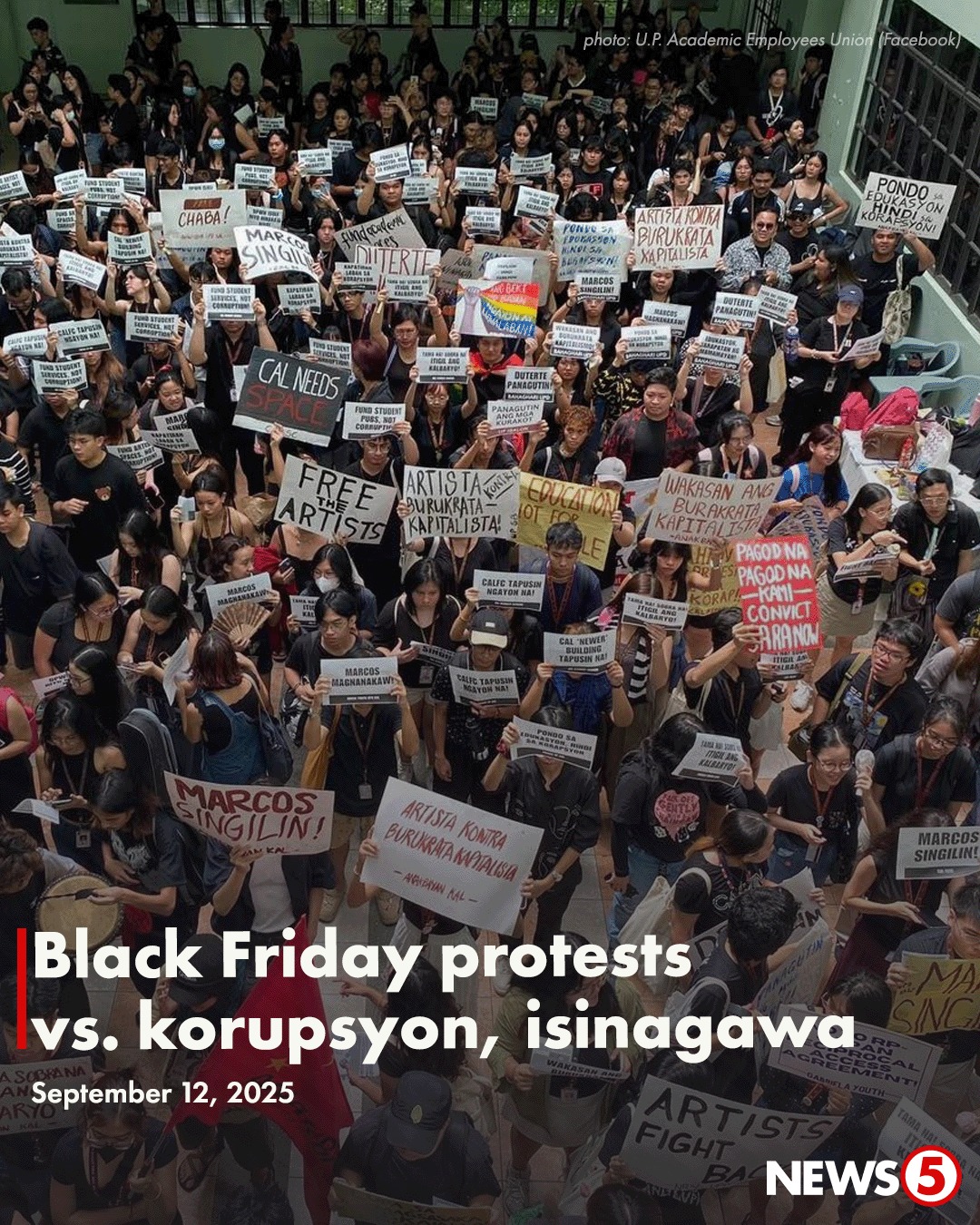News5 - BLACK FRIDAY PROTESTS AMID FLOOD CONTROL ISSUES Nagsagawa ng ...