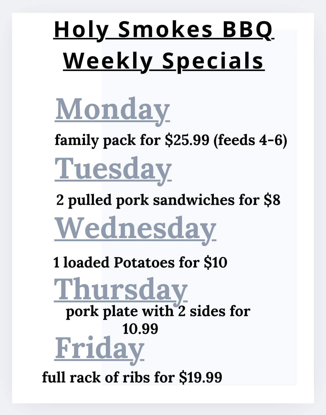 Today our ribs are on sale. A full... - Holy Smokes BBQ of TN | Facebook