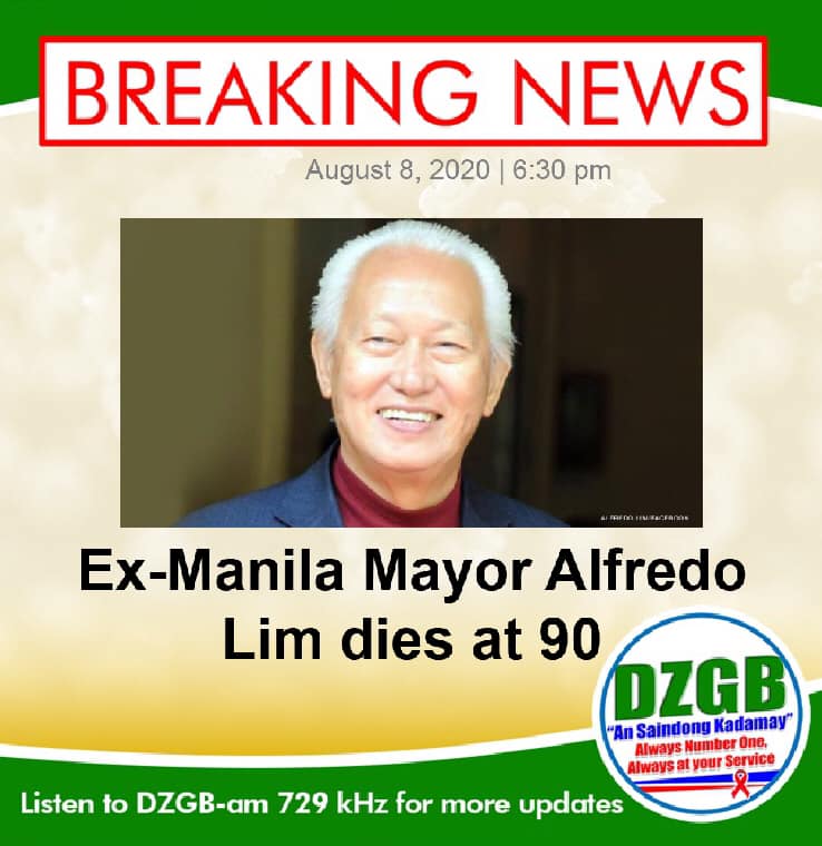 DZGBNewsOnline - Former senator and Manila Mayor Alfredo Lim passed ...