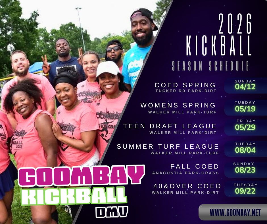 Goombay - 2026 Goombay Kickball League Schedule for the DMV. Mark your ...