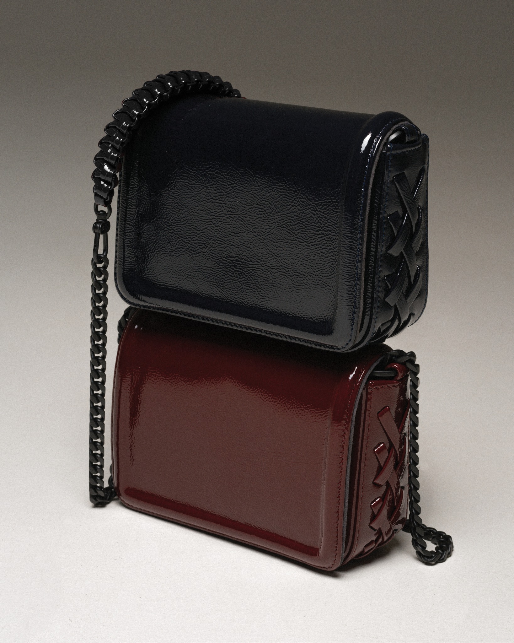 The Mini Box in glossy patent leather | A sculptural, refined 