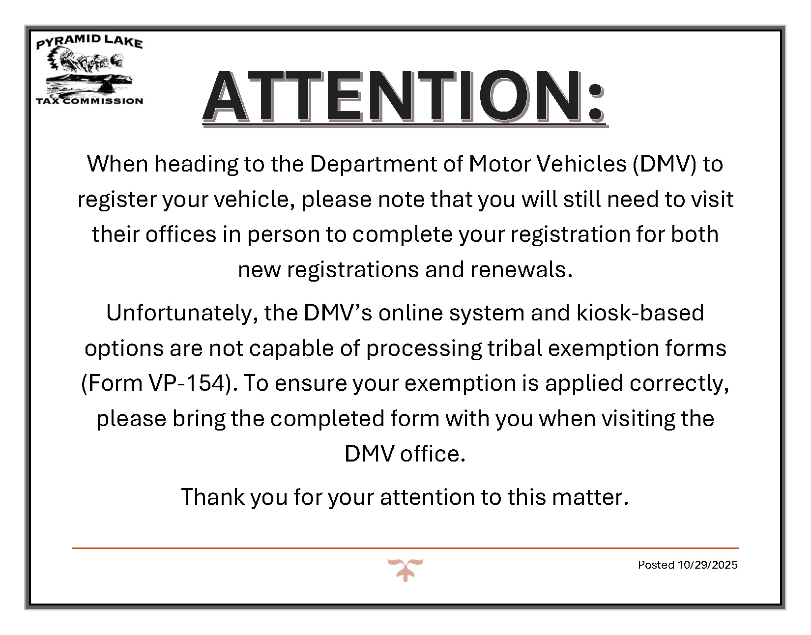 Pyramid - A notice from the Pyramid Lake Paiute Tribal Tax Department ...