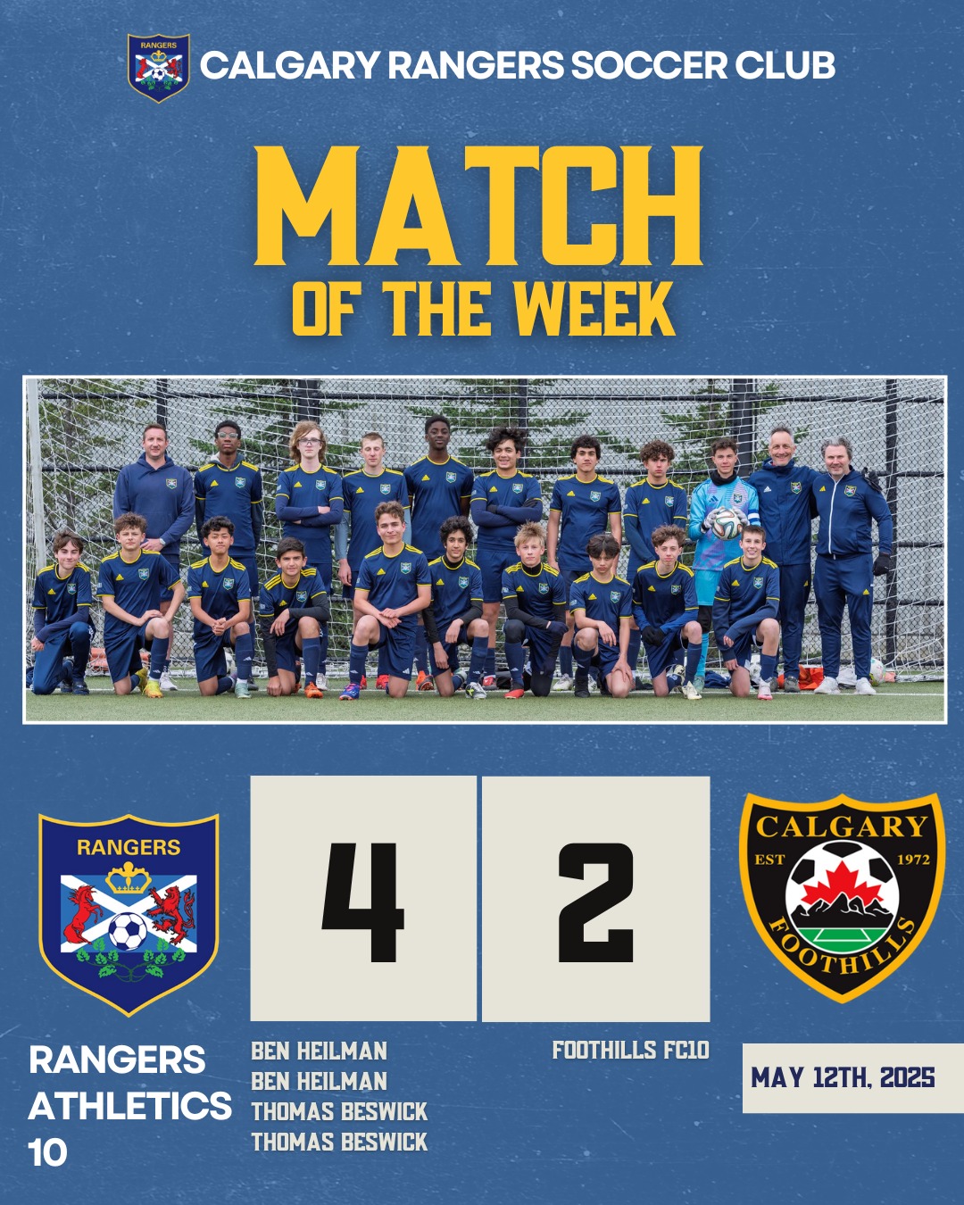 Calgary - 🏆 Match of the Week Alert! Congratulations to Rangers ...