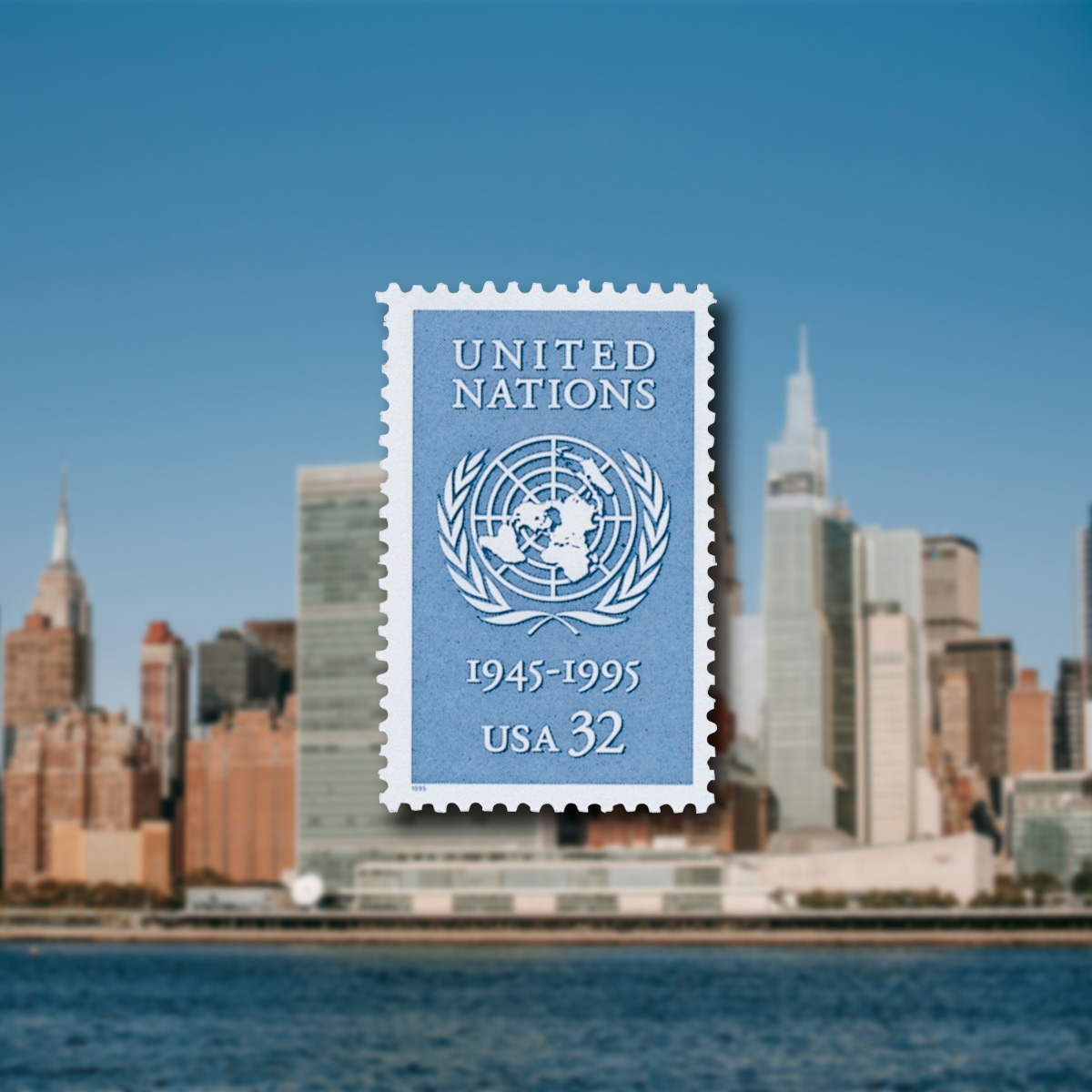 United Nations 1995 stamp collection from New York, Geneva, and Vienna