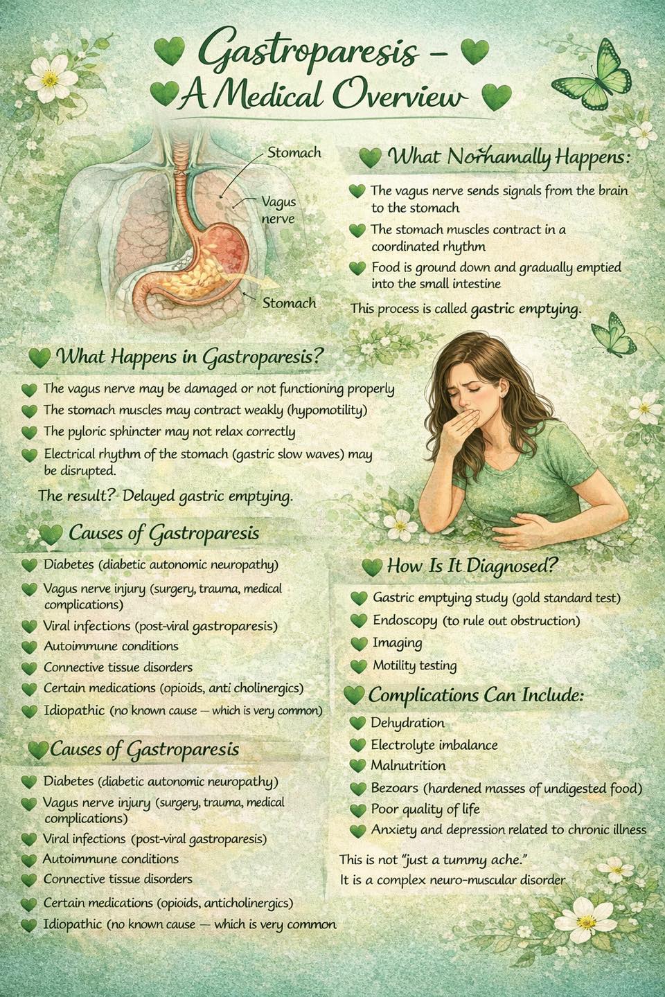 📑 #JAMAReview: #Gastroparesis is defined by delayed gastric emptying without obstruction and most commonly affects women and individuals with type 2 diabetes. Diagnostic criteria include symptoms such as nausea, early satiety, and
