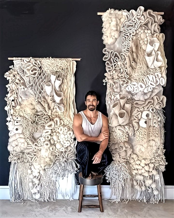 Erik Speer's coral and shell reef textile art
