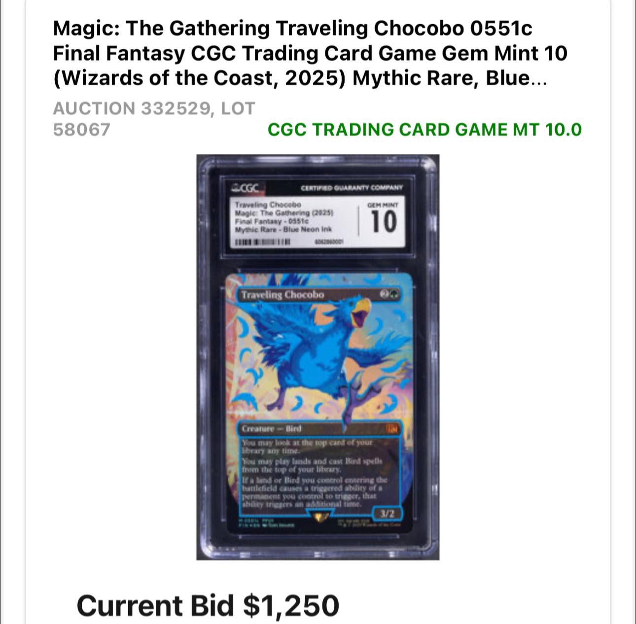 Which Magic: The Gathering auction to bid on and experiences with