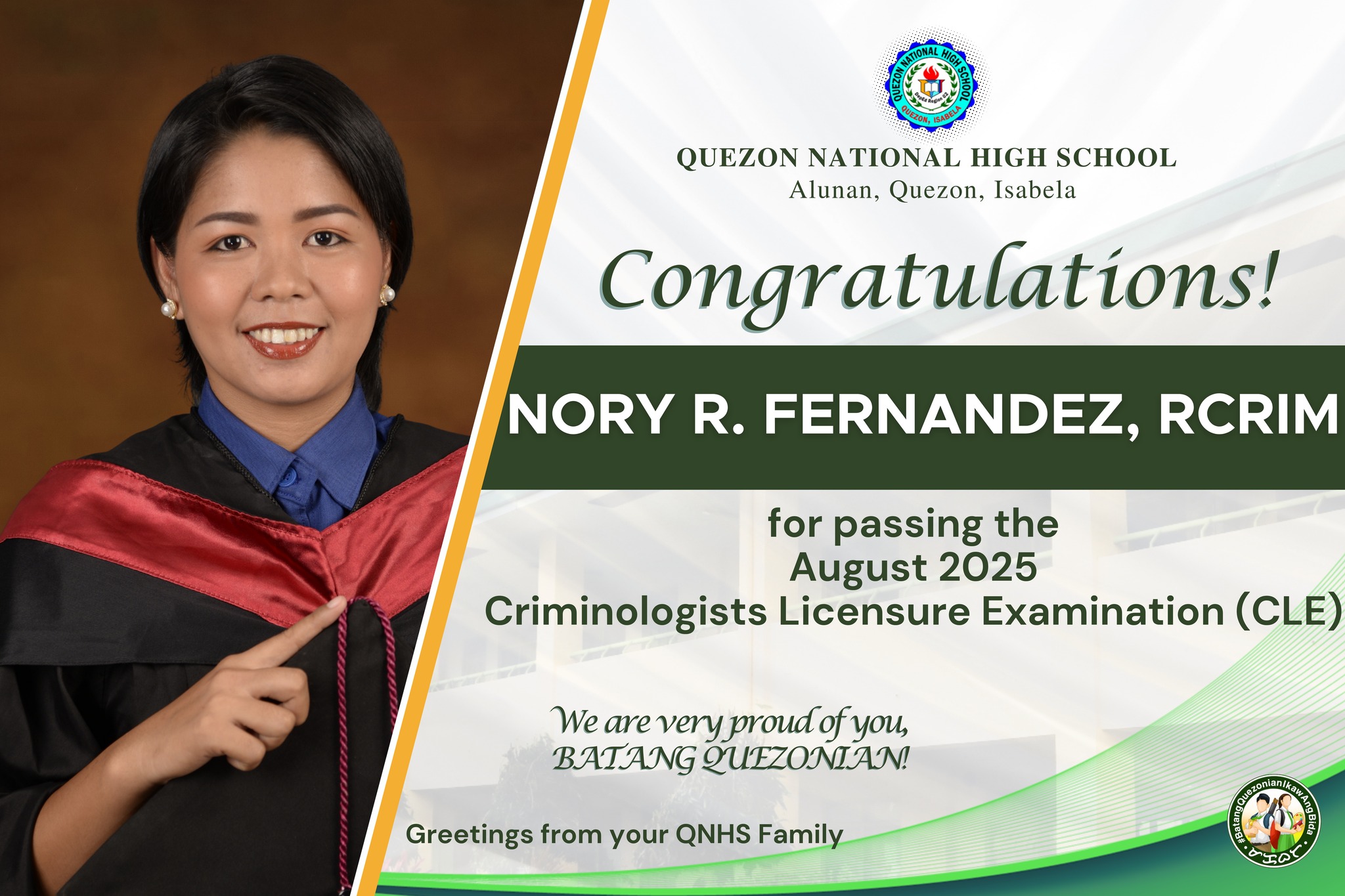 𝐂𝐨𝐧𝐠𝐫𝐚𝐭𝐮𝐥𝐚𝐭𝐢𝐨𝐧𝐬 𝐭𝐨 𝐎𝐮𝐫 𝐍𝐞𝐰𝐥𝐲... - Quezon National High School | Facebook