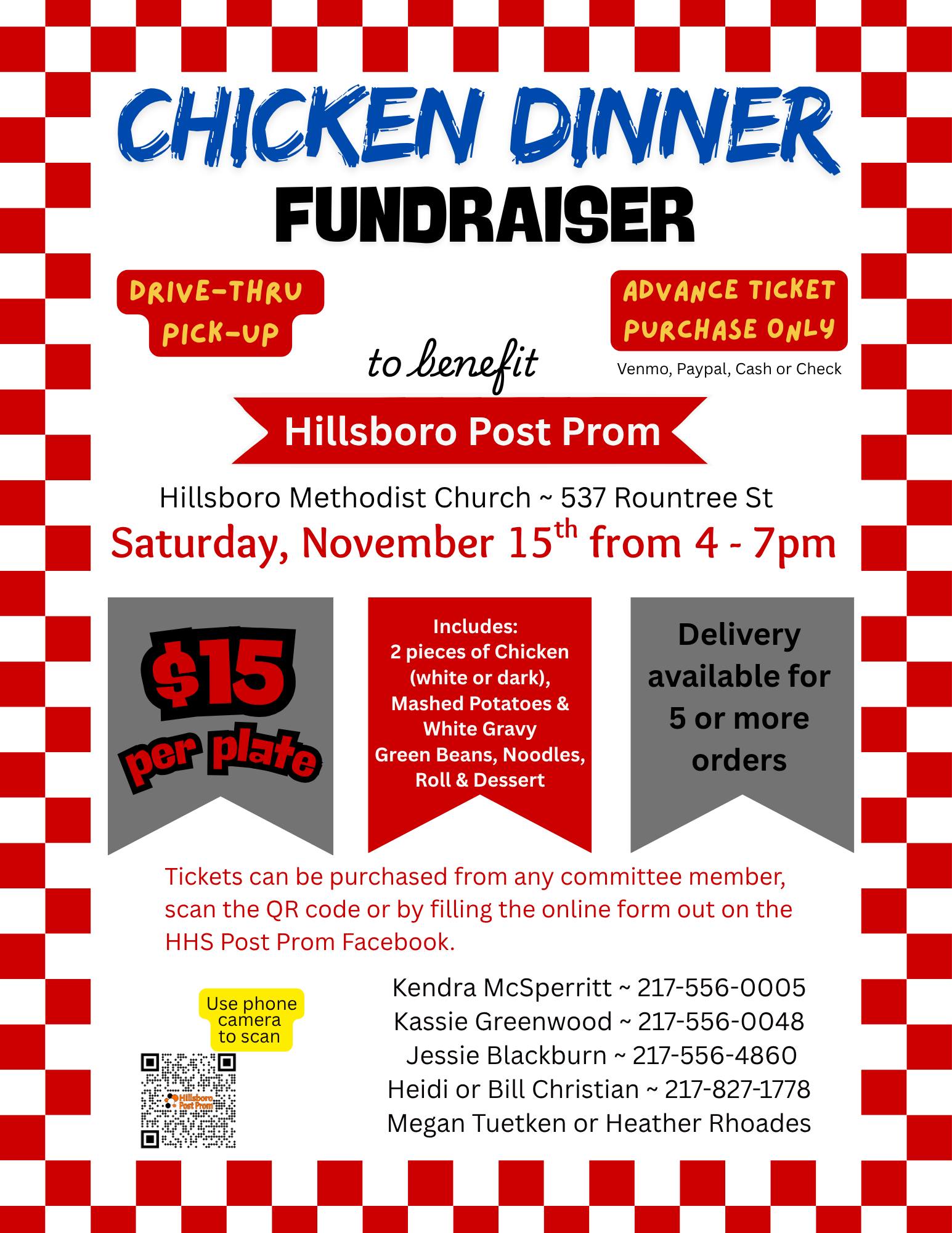 Hillsboro - CHICKEN DINNER FUNDRAISER TO BENEFIT POST PROM Join us for ...