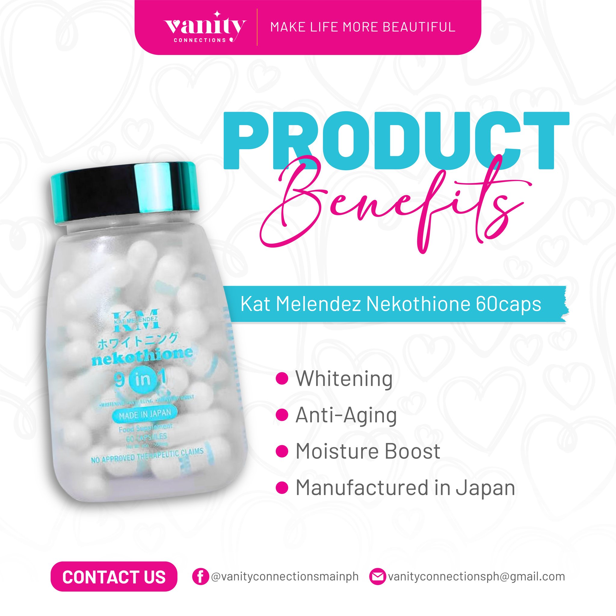 is nekothione glutathione fda approved ✨ Experience the Power of 9-in-1 Beauty! ✨ Kat Melendez 60 Capsules your new daily essential for: 💖 Whitening 💖 Anti-Aging 💖 Moisture Boost 💖 Japanese-Quality Formulation 🌸 Made in Filter:ProductType:Health