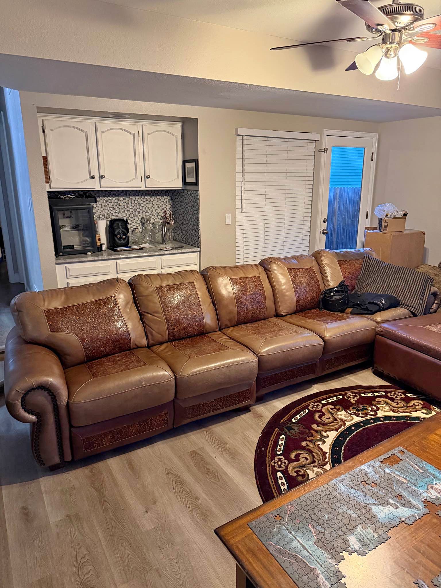 Leather couch and ottoman - Sofas, Loveseats & Sectionals - Cherry