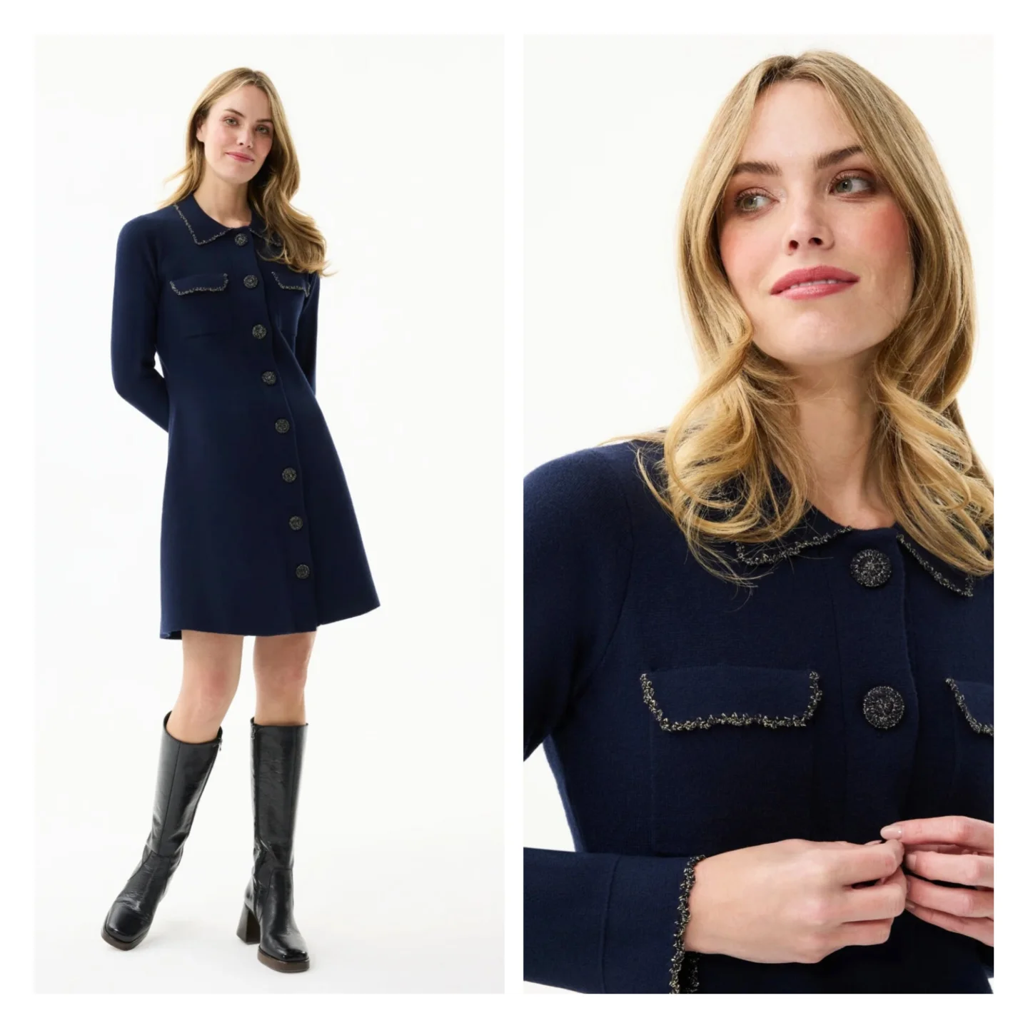 knitdress #cosyseason #fullbuttonplacket #tailoredshirtcollar 
