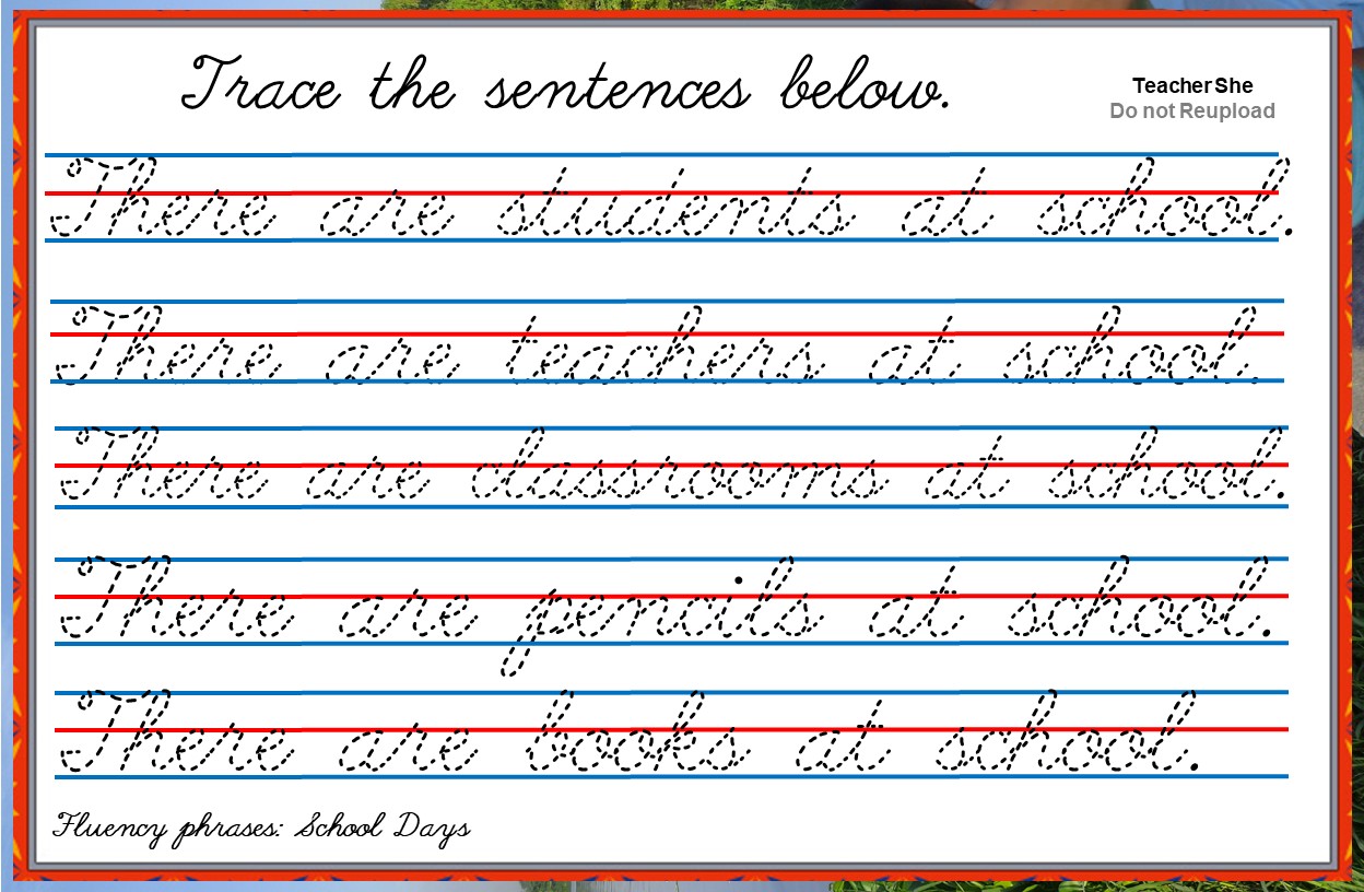 Teacher She - Practice Cursive Writing Sentences Trace the... | Facebook