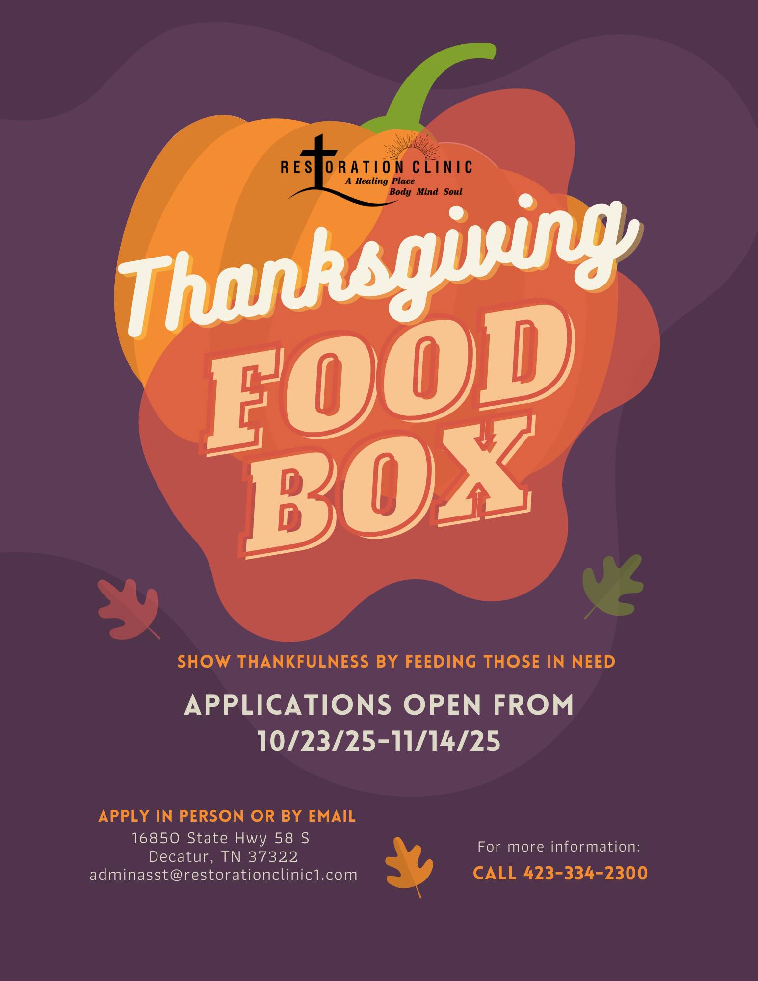 Restoration - 🍂 Thanksgiving Food Box Applications Are Now Live! 🦃 We ...
