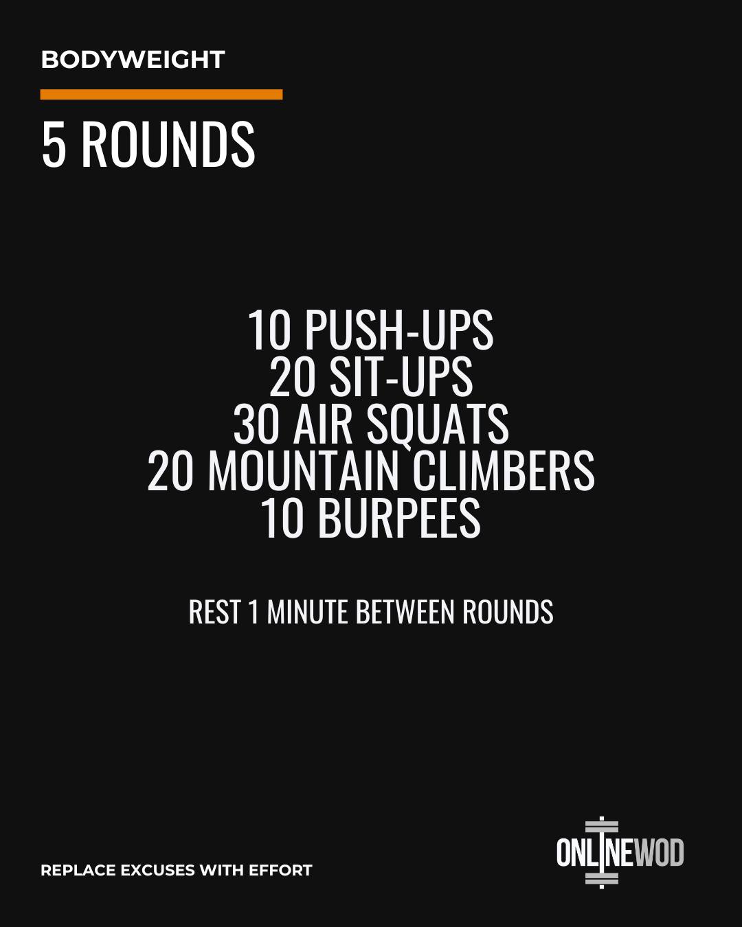 OnlineWOD - Start your week of right. 5 Rounds 10 Push-Ups 20 Sit-Ups ...
