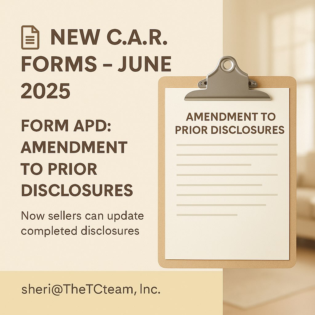 📣 NEW C.A.R. FORMS – June 2025 Release... - The TC Team, Inc | Facebook