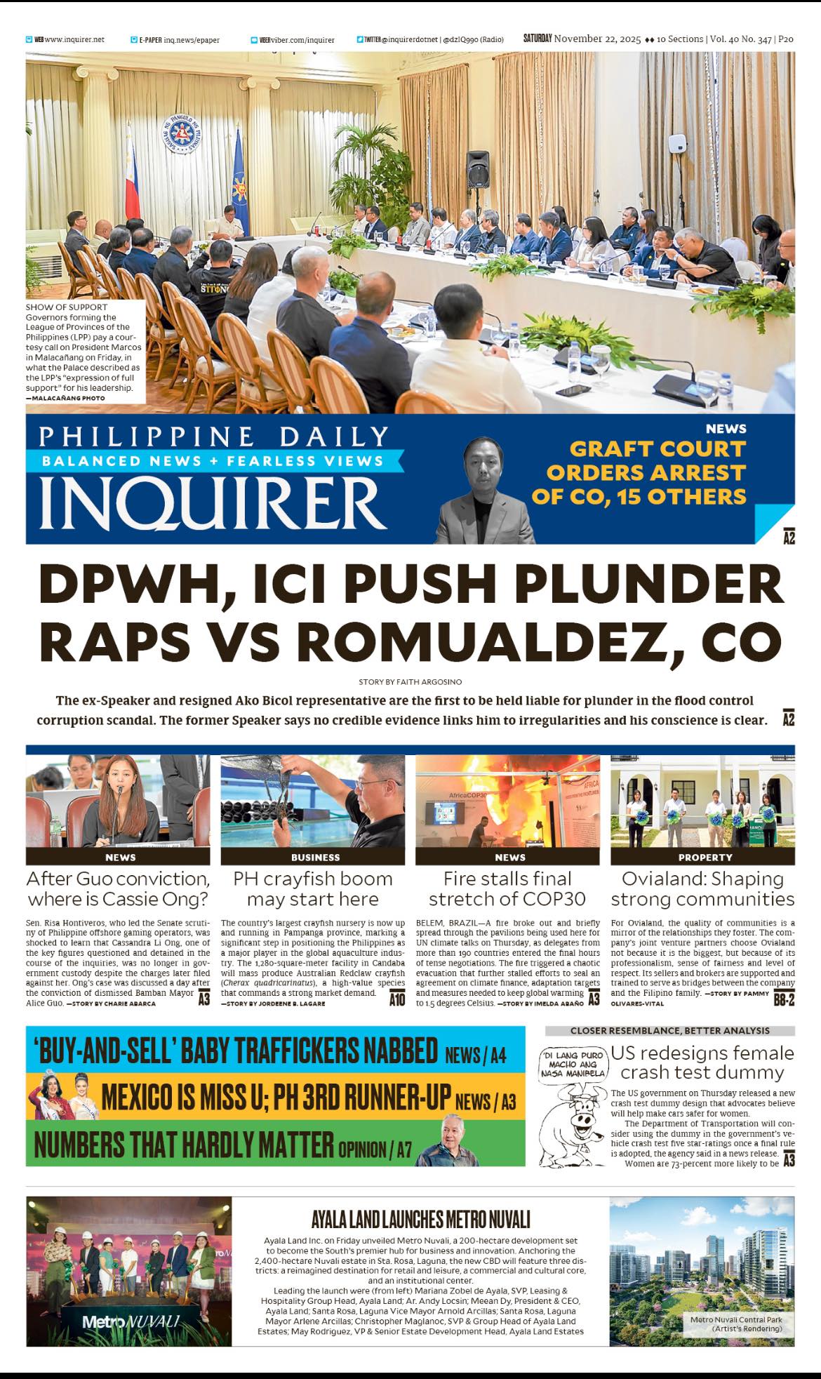 INQUIRER.net - Today's Inquirer front page (November 22,... | Facebook