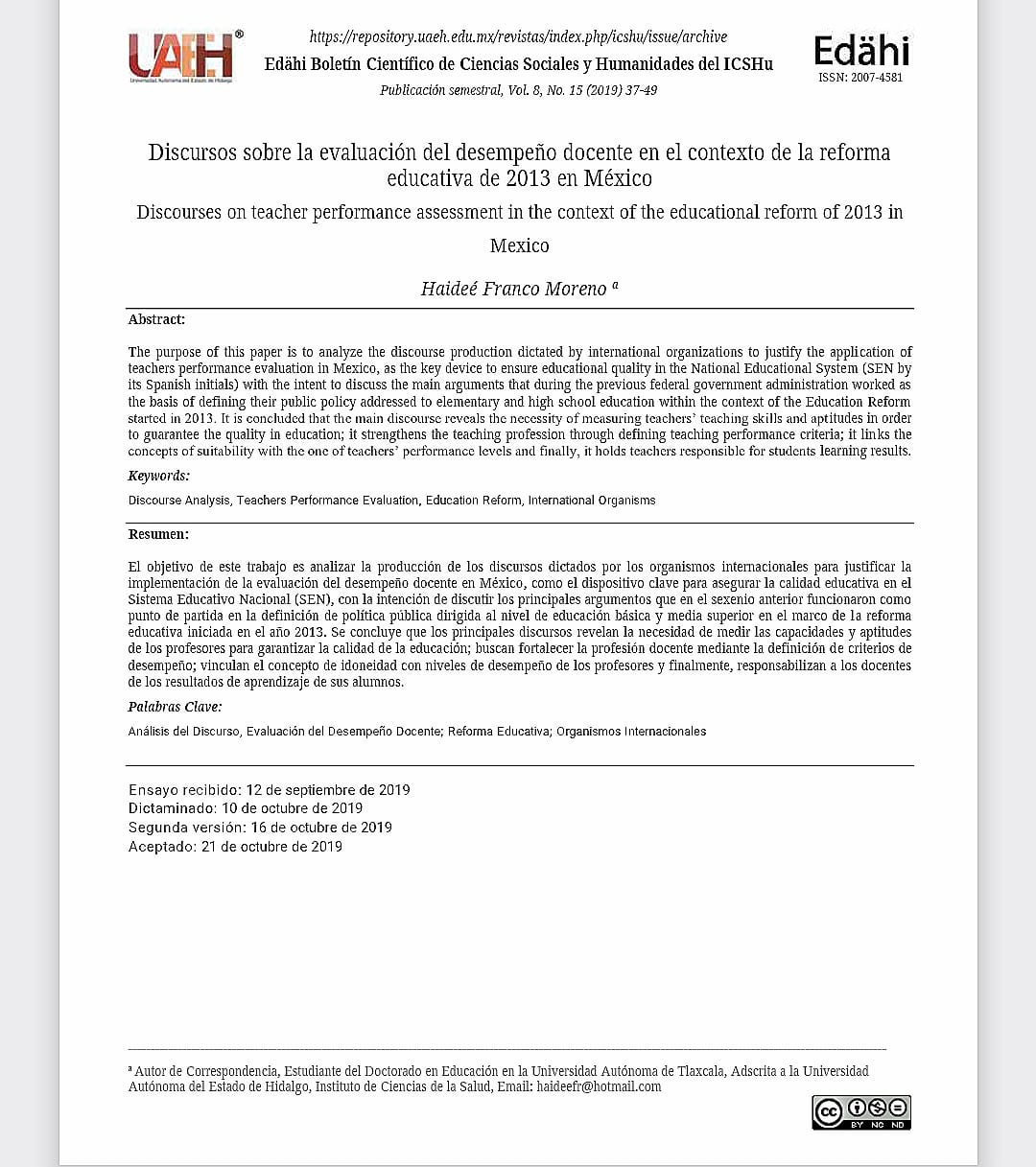 CIE - 📝 “Discursos sobre la evaluación del desempeño docente en el ...