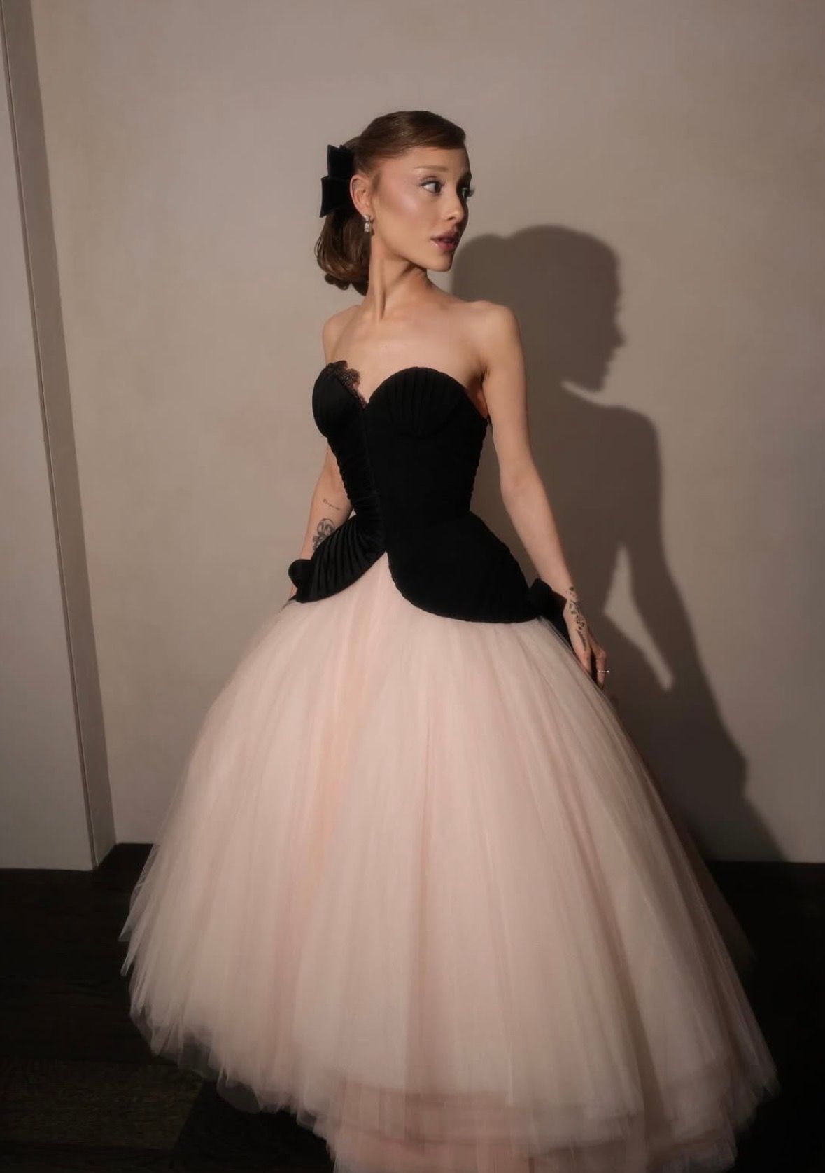 ariana grande black and pink dress wore a black-and-blush at the 'Wicked: For Good' premiere in New York City Cordially Invited