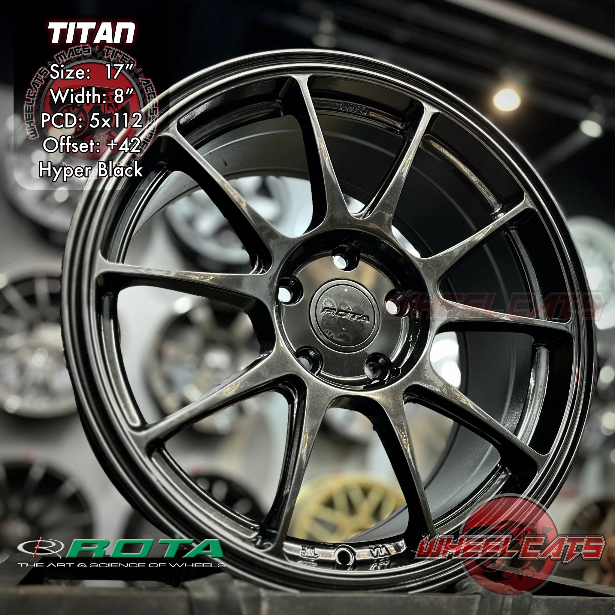 WheelCats - ROTA TITAN 17x8 5x112 in Hyper Black ⚡🖤🖤🖤⚡ *ALSO available ...