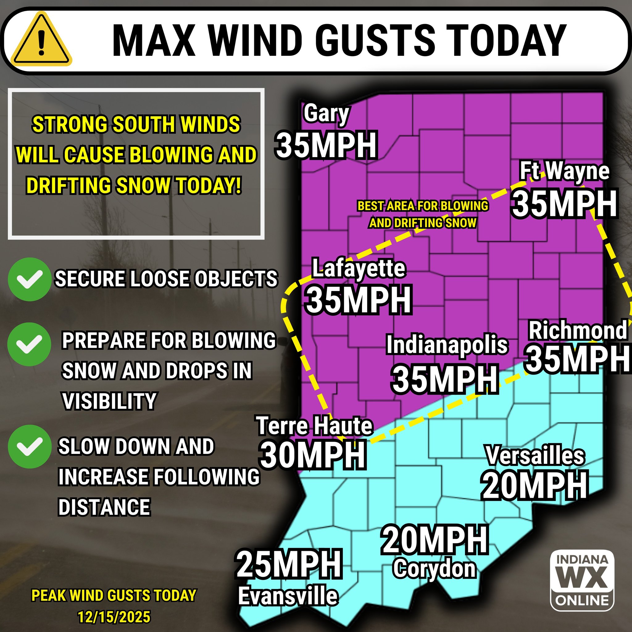 Indiana - ⚠️Strong winds will create blowing and drifting snow for a ...