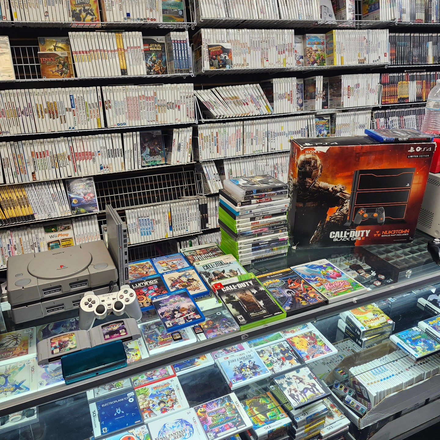 Retro video game consoles and games in stock