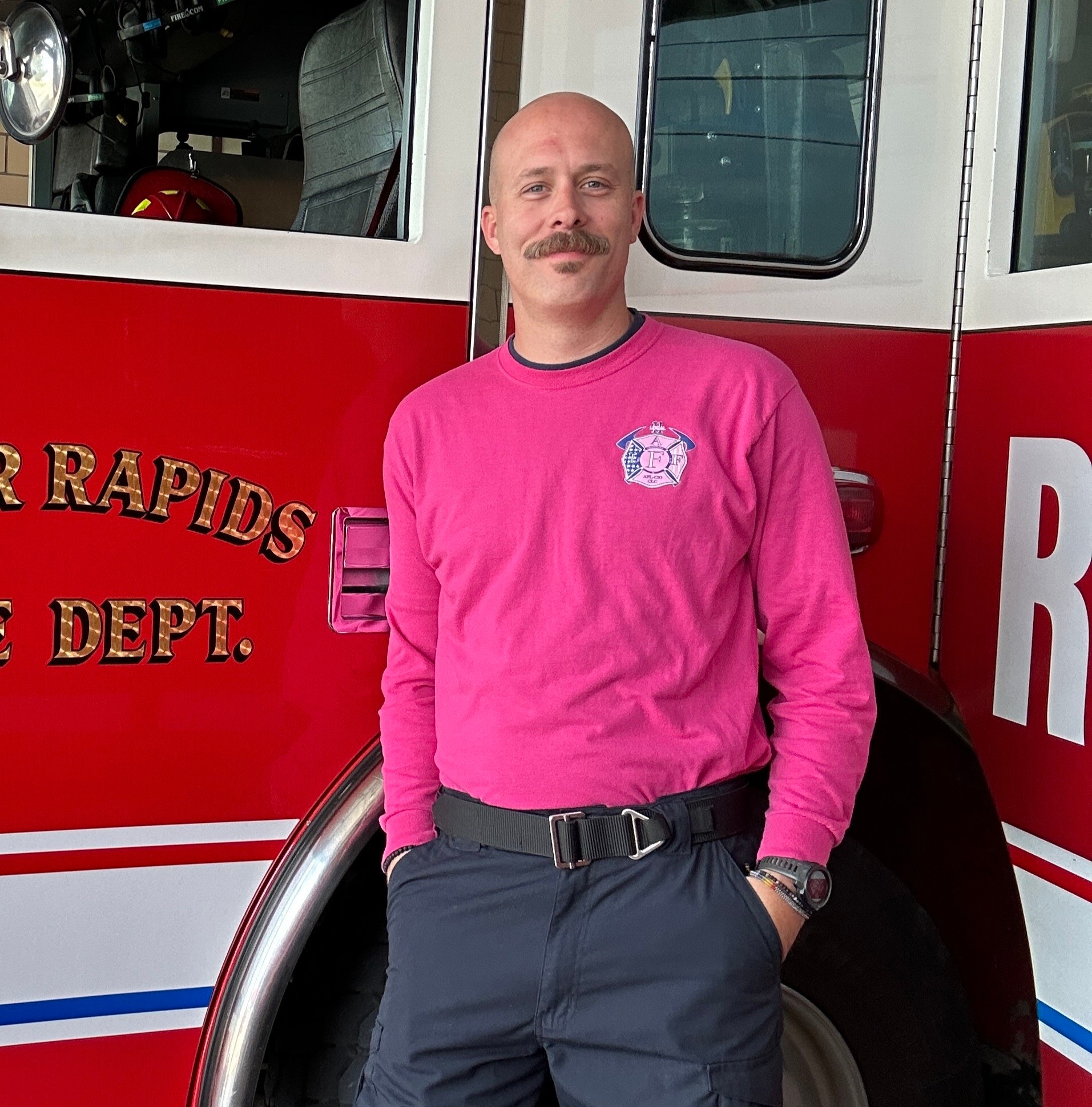 Cedar Rapids Fire Department sells pink shirts for breast cancer