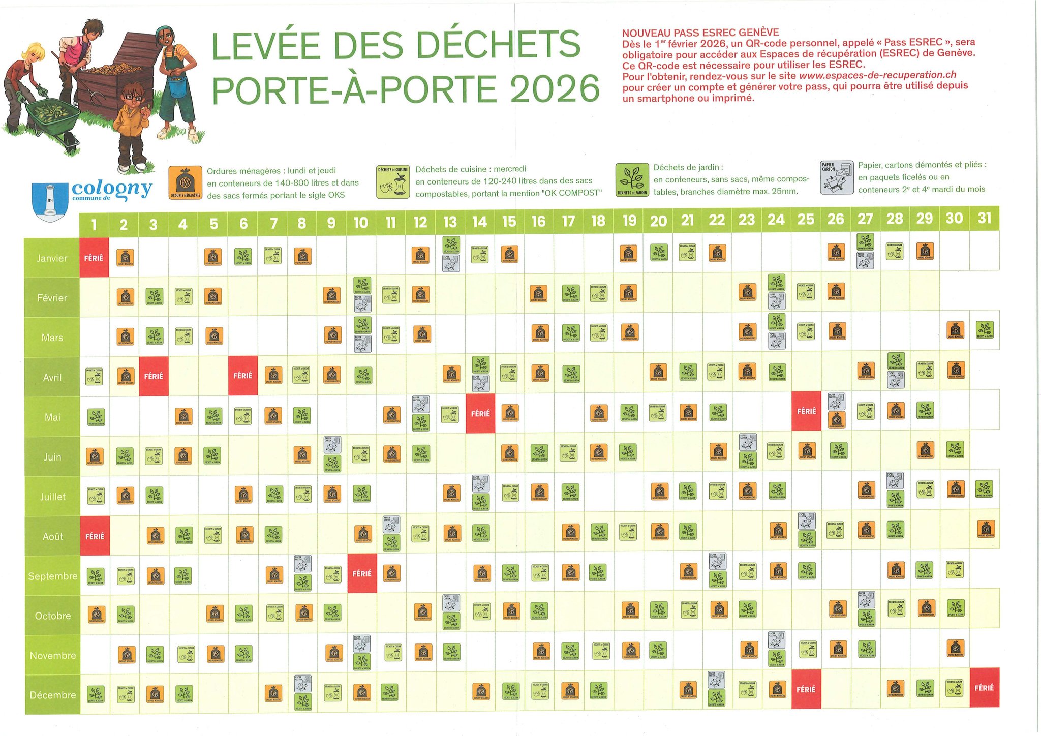 Commune - Le calendrier 2026 des levées de déchets porte-à-porte est ...