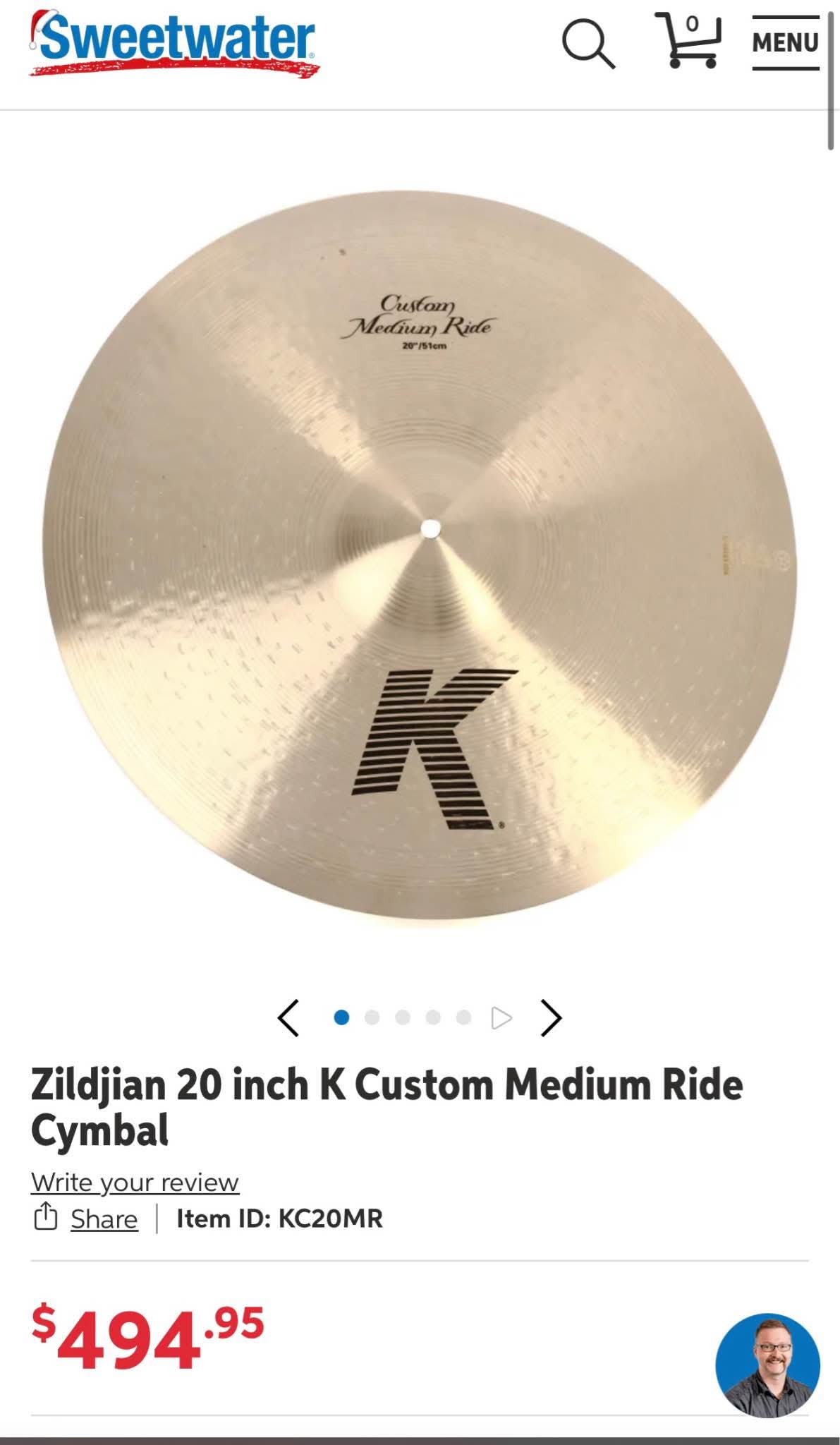 20 inch Zildjian K Custom Medium Ride - Percussion Instruments ...