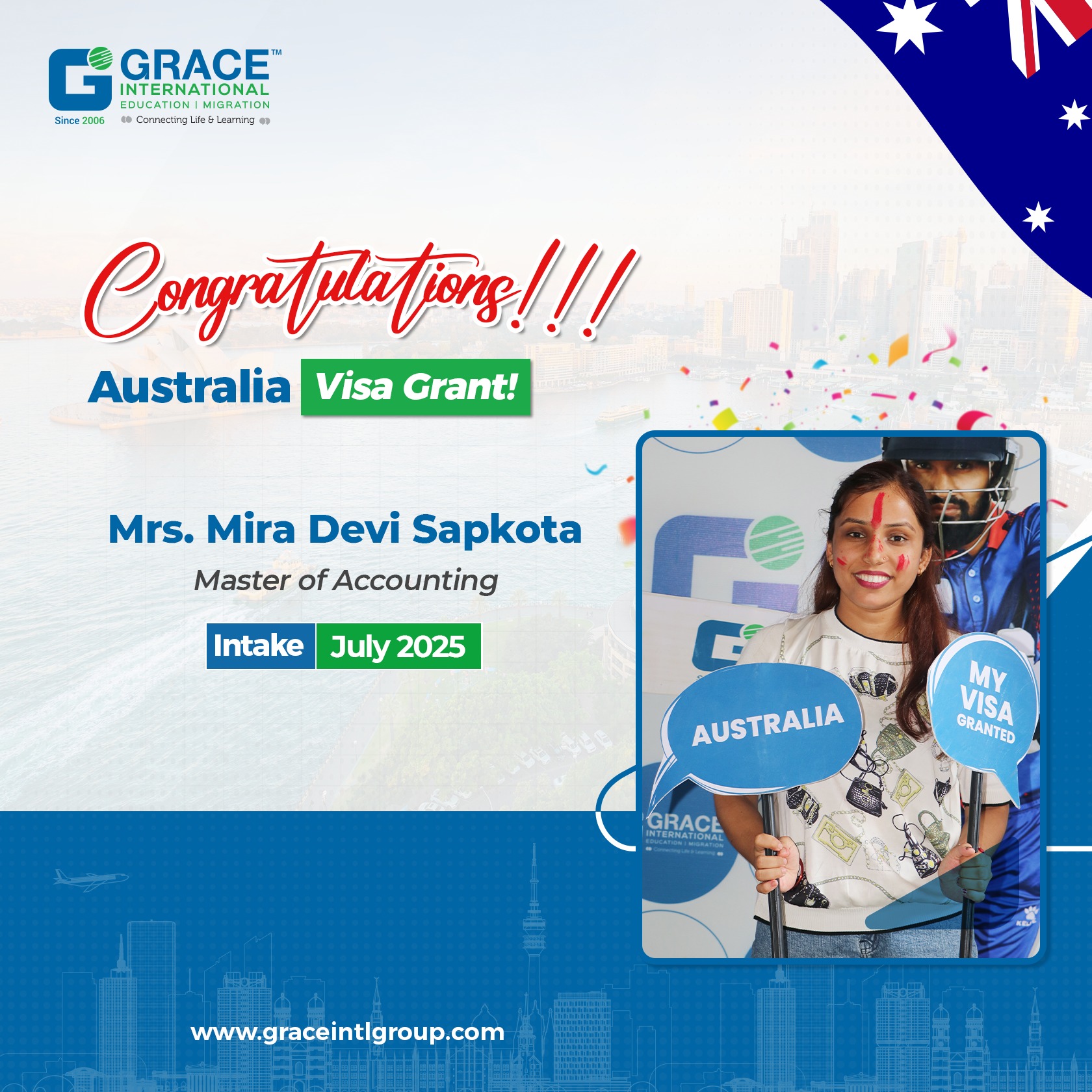 Grace - Congratulations Mrs. Mira Devi Sapkota for your VISA Approval ...