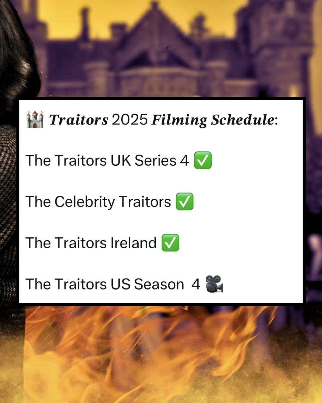 The Traitors - The 2025 schedule is *almost* complete! 🔥 | Facebook