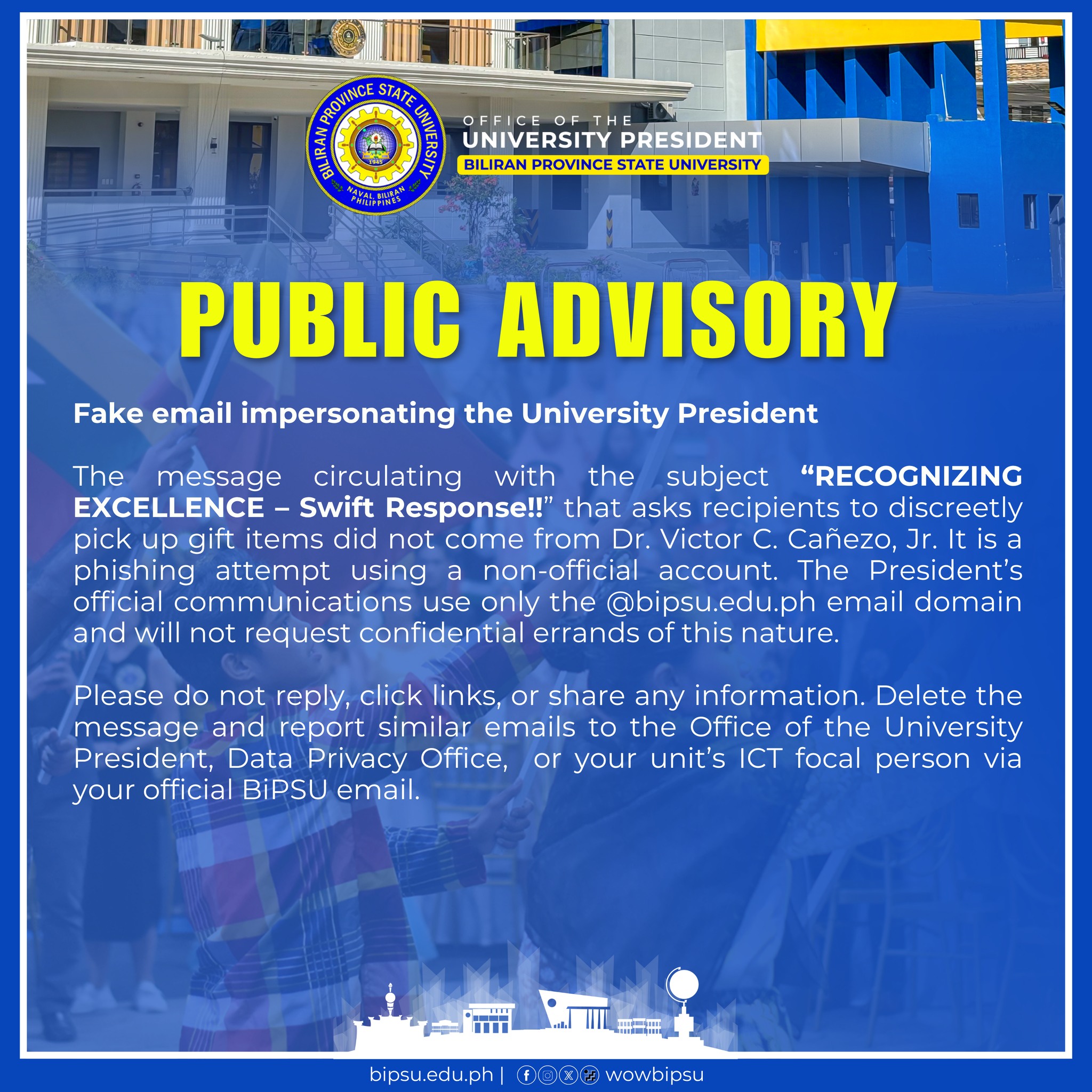 President - OFFICIAL ADVISORY FROM THE OFFICE OF THE UNIVERSITY ...