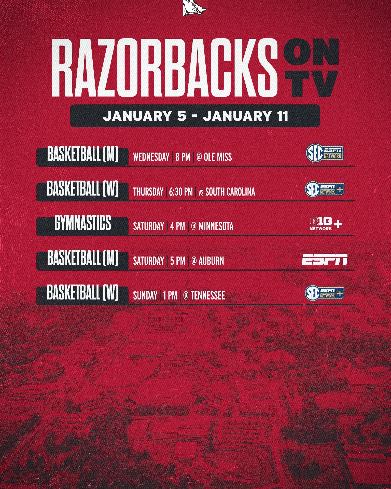 New Year. More Hogs on TV. 📺 - Arkansas Razorbacks | Facebook