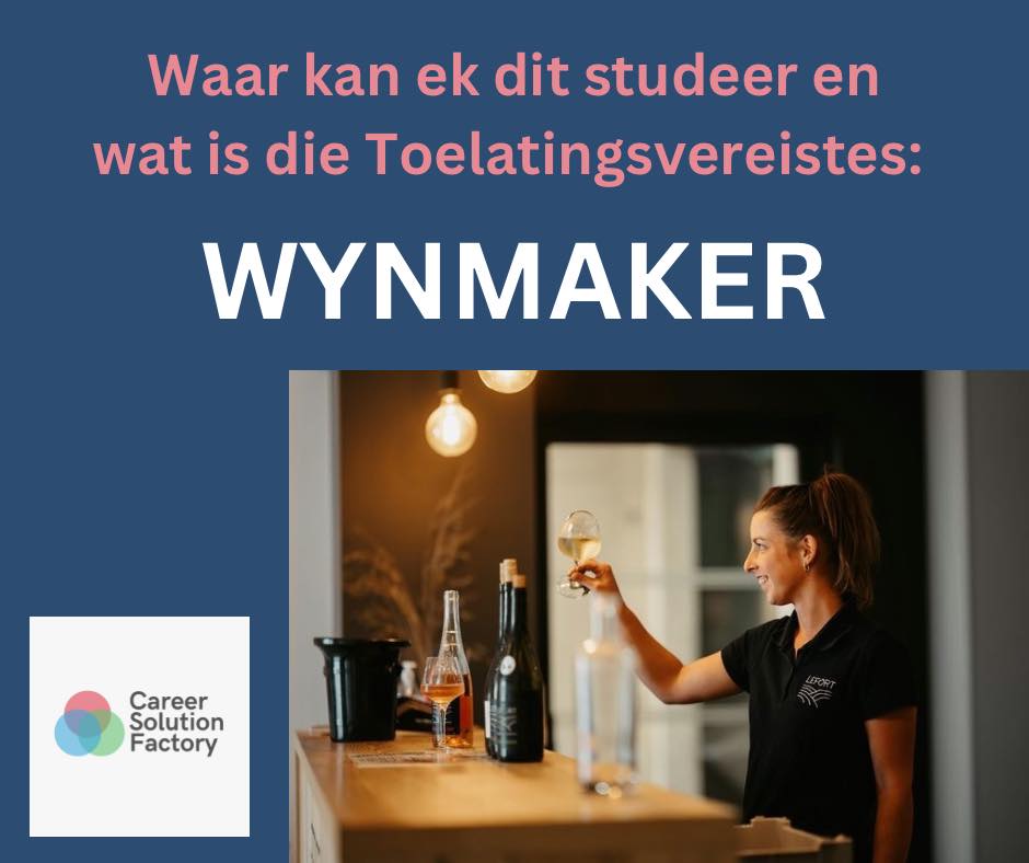 Career - VAKKEUSES EN LOOPBANE 😎👌🏻 WYNMAKER 🍇🍷 'n Wynmaker, ook bekend ...