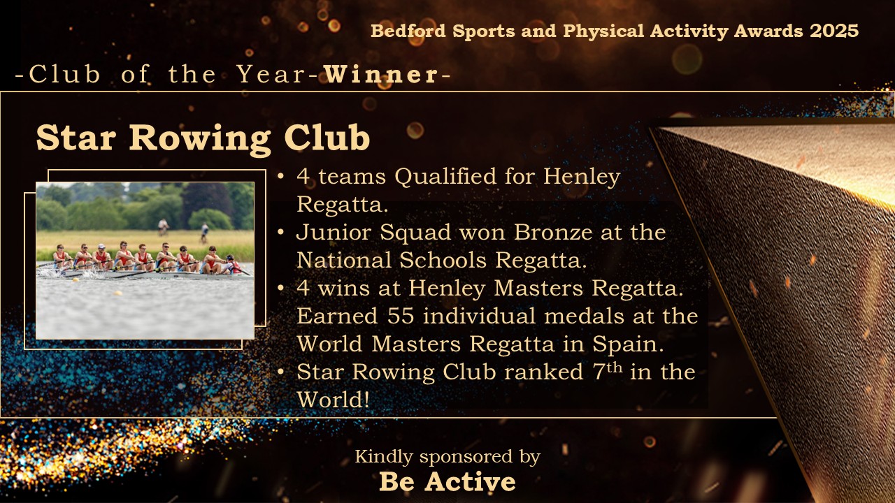 Bedford - Star Rowing Club is the winner of the 2025 Club of the Year ...