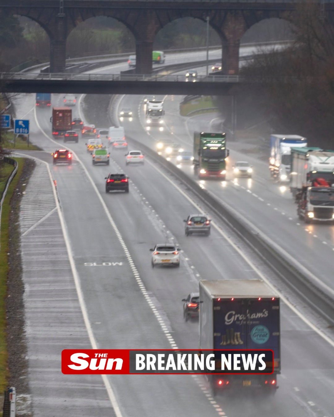 The Sun - Major motorway closed as several lorries overturn | Facebook