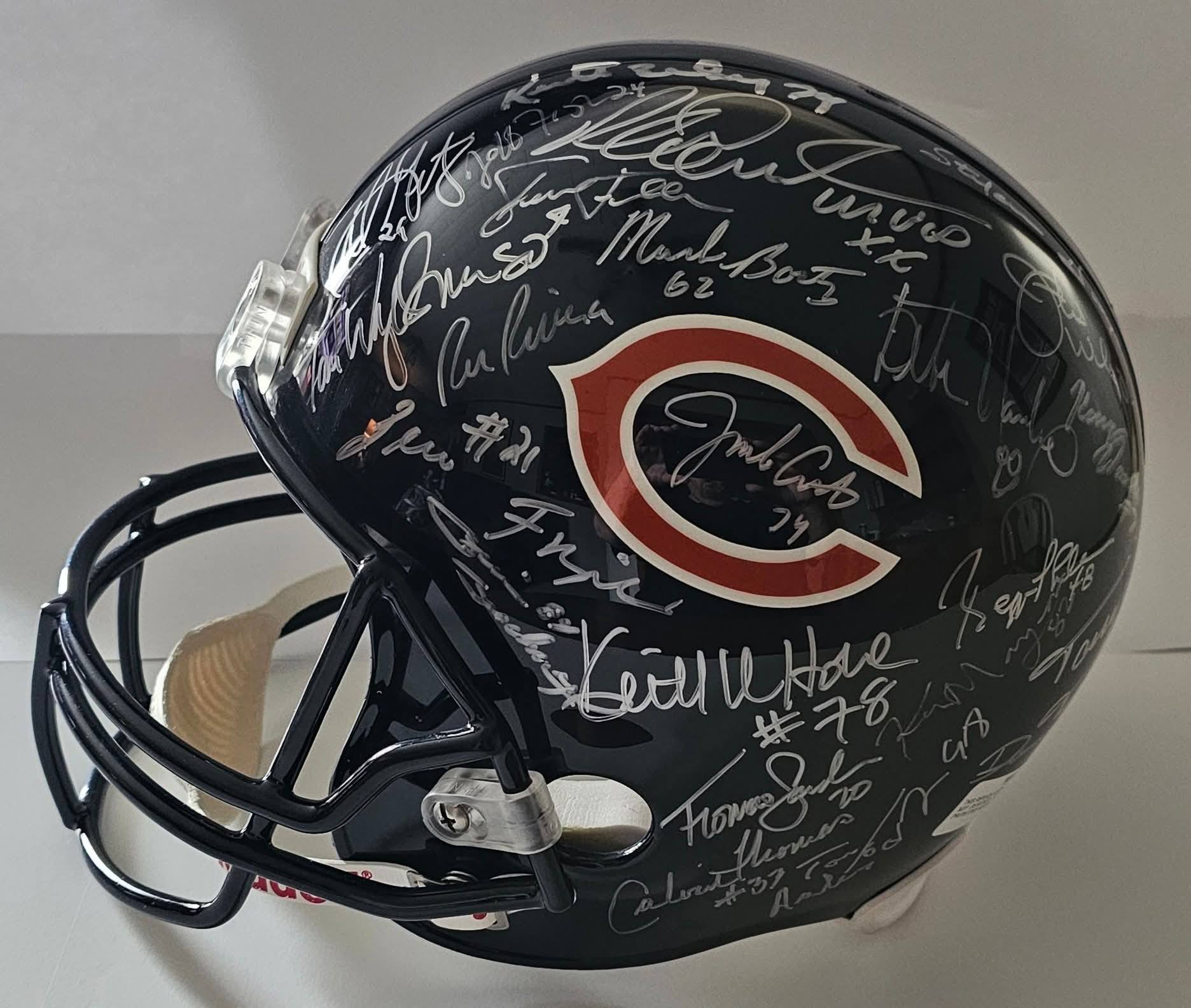 1985 chicago bears signed football helmet Ron Rivera Mini (Beckett) Super Bowl  Super Sports Center 1985 Bears Team Signed Chicago