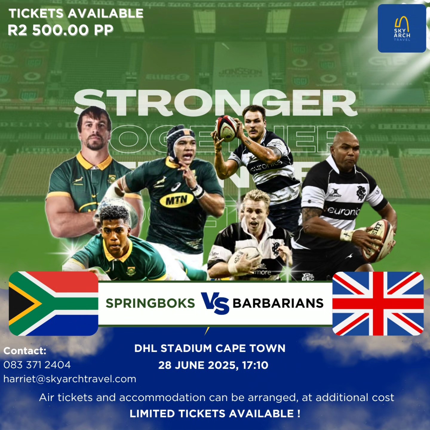 Sky - Match day tickets available!!😍 🇿🇦 Springboks VS Barbarians 🇬🇧 📍 ...
