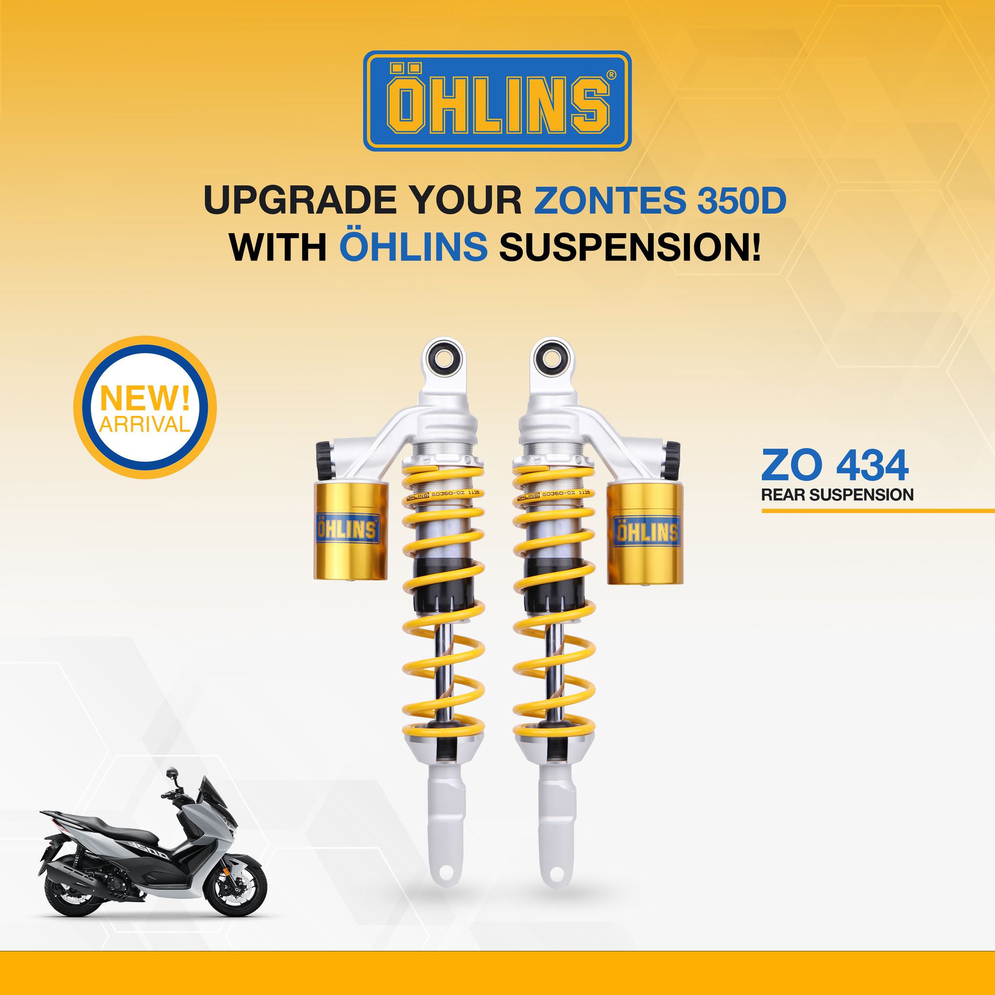prior様 Upgrade your Zontes 350D with Öhlins STX! Fully adjustable, piggy