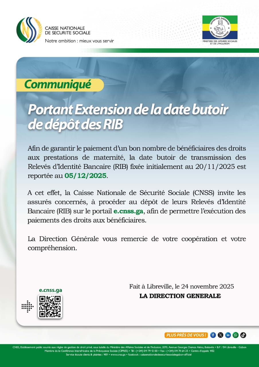 Caisse - 🔴Communiqué CNSS : Portant extension de la date butoir de ...