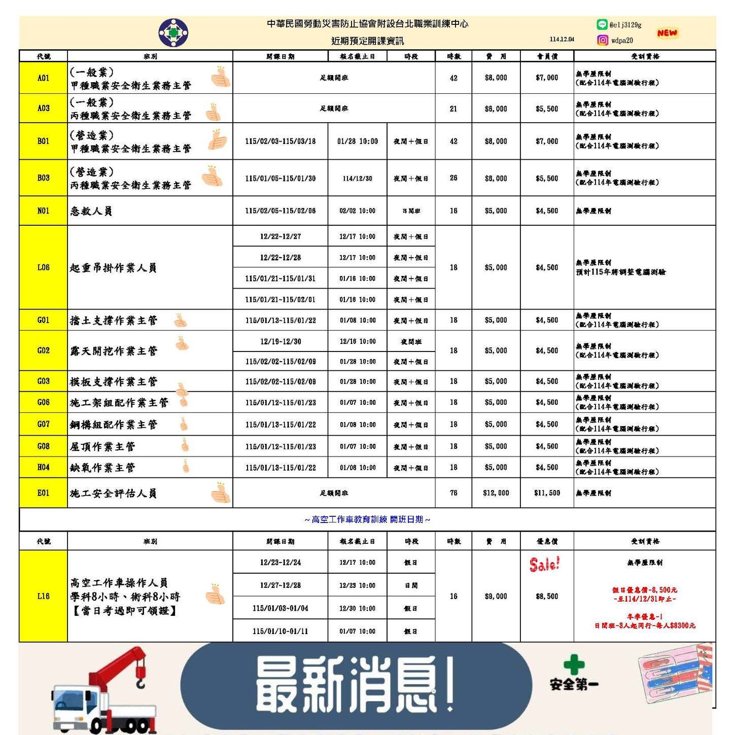 「全額免費」職訓課程 📣... - 中華民國勞動災害防止協會附設台北職業訓練中心&新北市勞工安全衛生管理人員職業工會 | Facebook