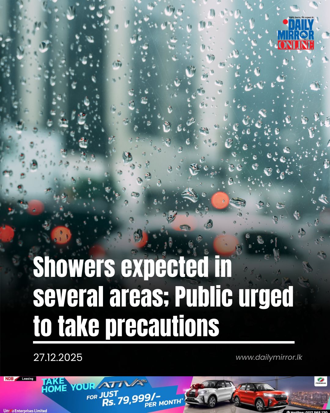 Daily - Showers expected in several areas; Public urged to take ...