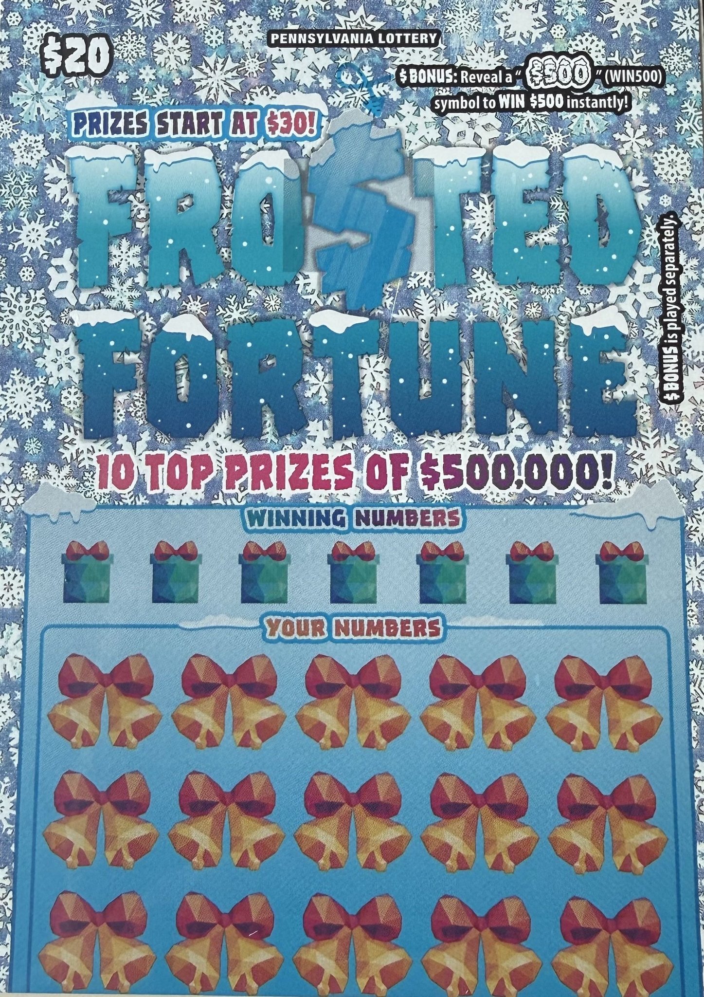 South - Raffle #8 PA Lottery Scratcher Bundle Full Pack of $20 Frosted ...